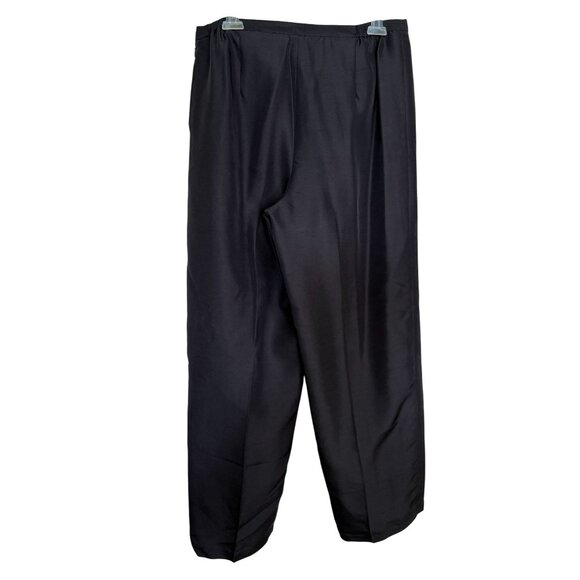 Signature By Robbie Bee Vintage Black Silk Womens Ankle Pants Size 10 Y2K - Picture 2 of 9